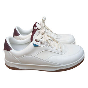 Vessi Courtside Classic Men 10 Waterproof Off White Mahogany Red Lace Up Sneaker